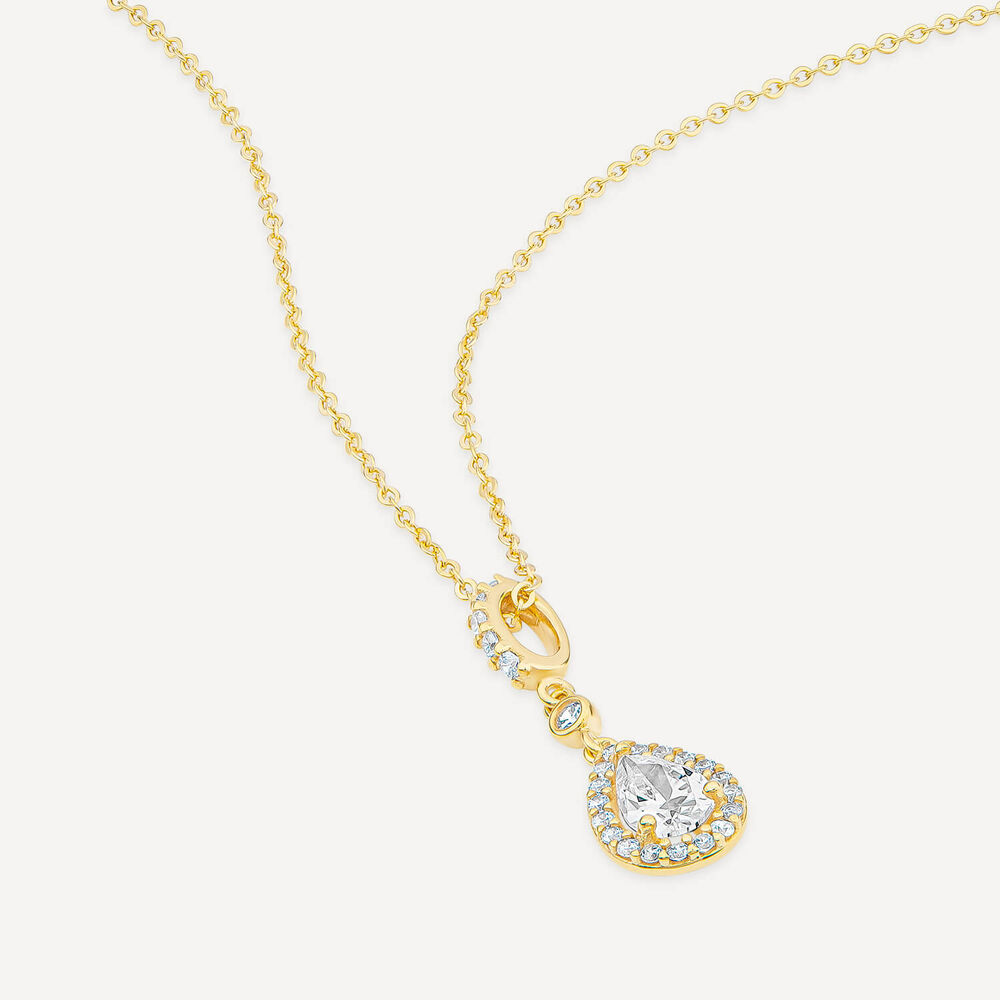9ct Yellow Gold Pear Cubic Zirconia Cluster Bale Necklet image number 3