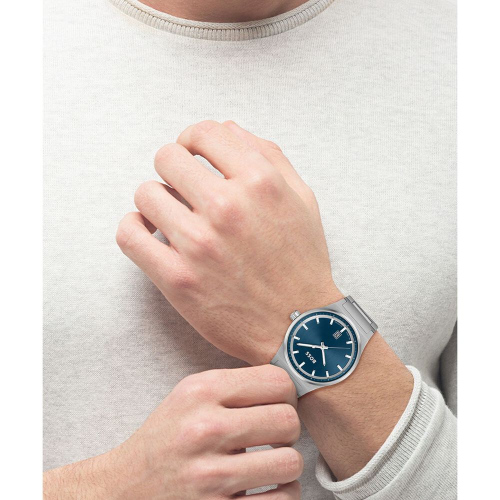 BOSS Candor 41mm Blue Dial 3 Hand Stainless Steel Case Watch image number 2