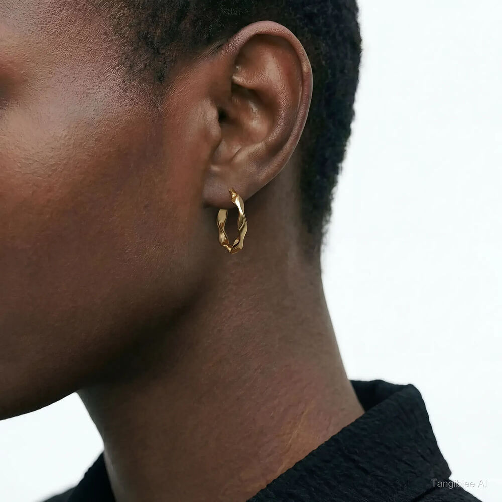 9ct Yellow Gold Twist 20mm Hoop Earrings