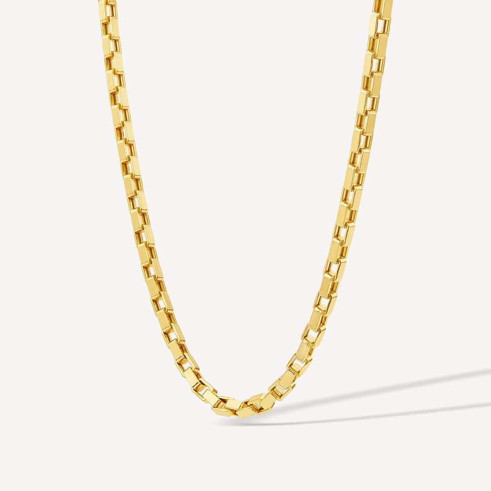9ct Yellow Gold Square Paper Link Chain Necklet image number 1