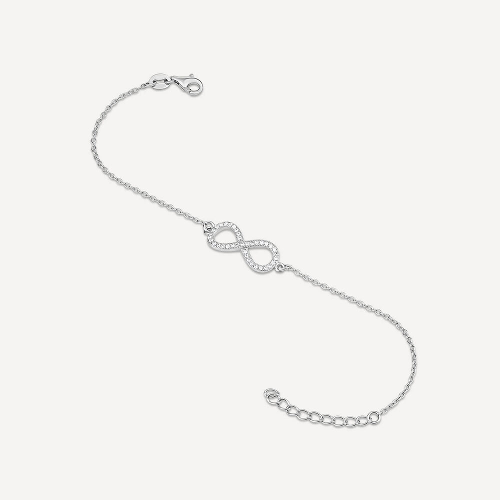 Sterling Silver Cubic Zirconia Infinity Chain Bracelet image number 3