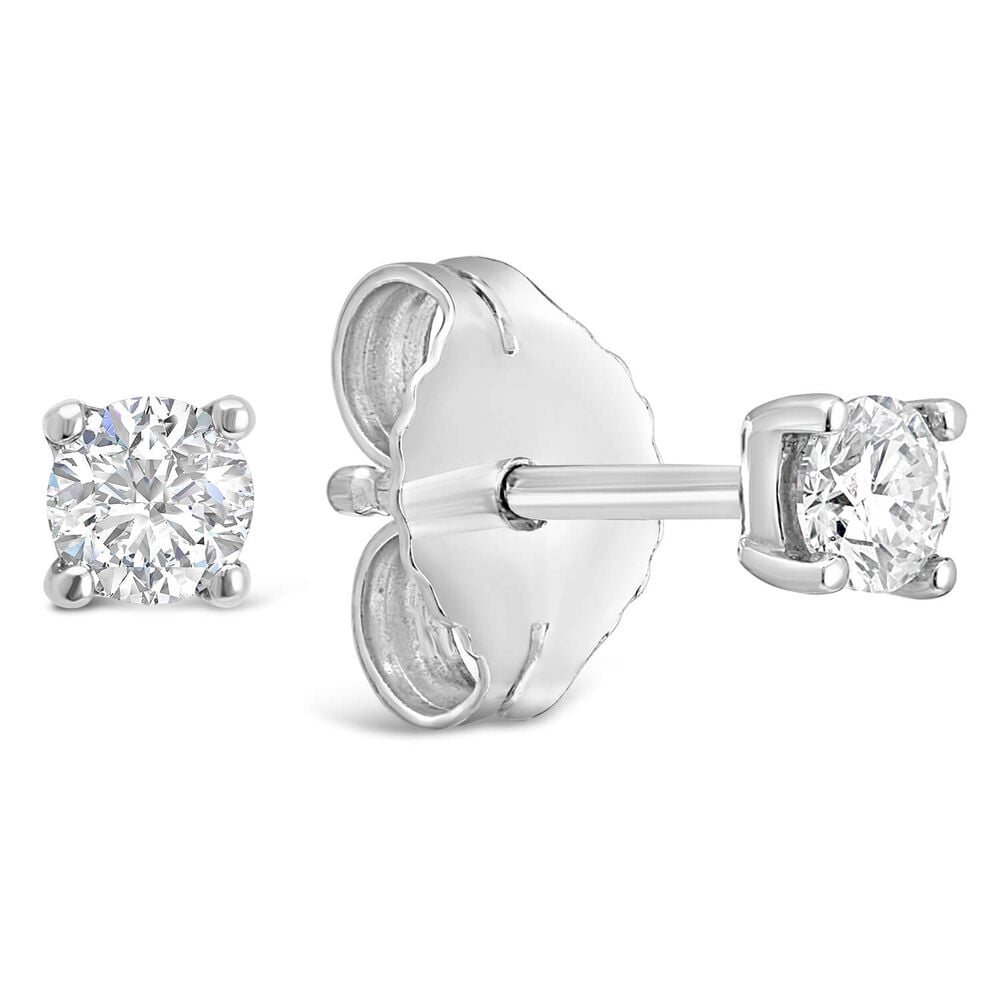 9ct White Gold Diamond Stud Earrings image number 2
