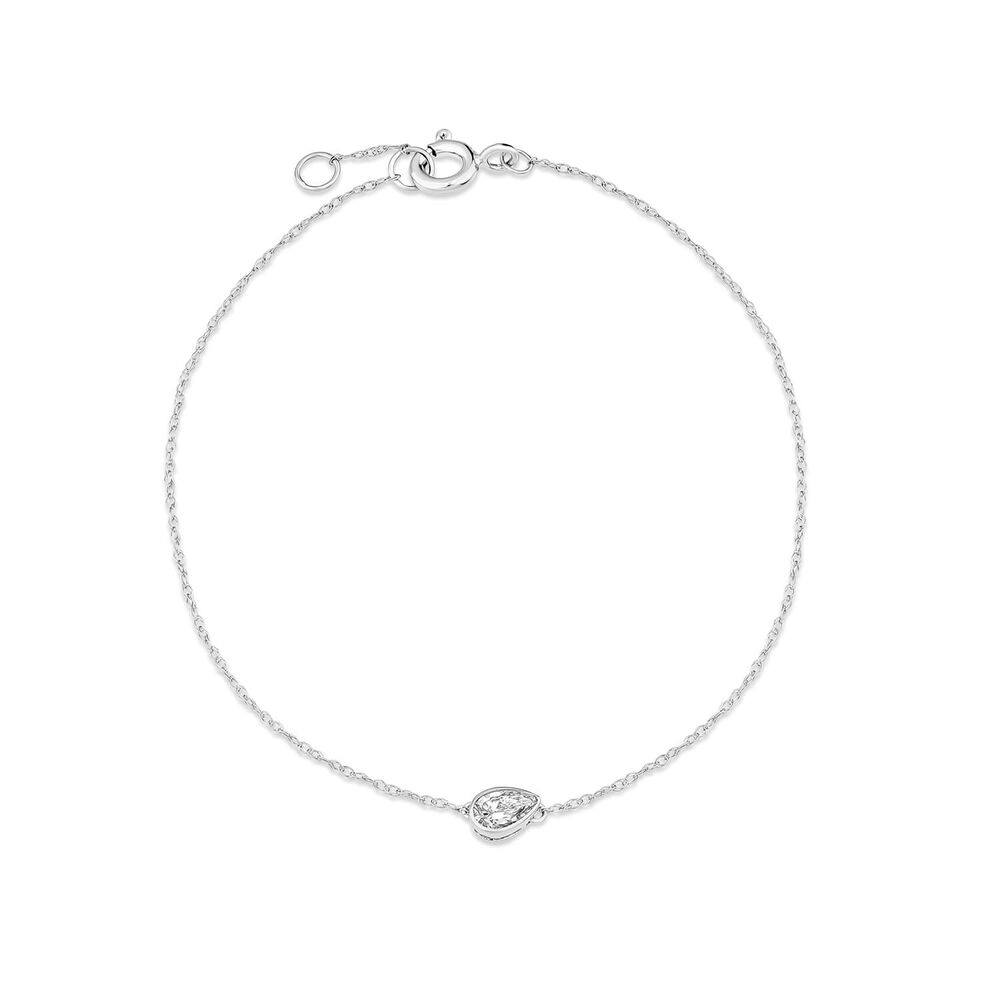 Born Kissed with Diamonds 9ct White Gold Lab Grown 0.20ct Pear Diamond Chain Bracelet