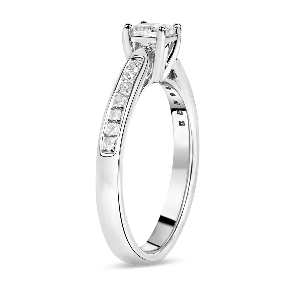18ct White Gold 0.50ct Princess Diamond Tulip Setting Ring image number 3
