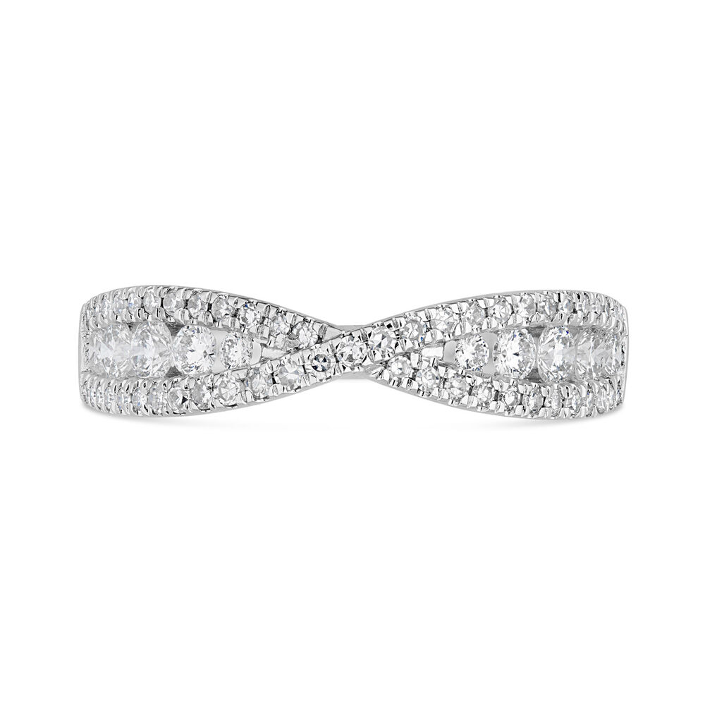 9ct White Gold 0.50ct Diamond Crossover Ring image number 1