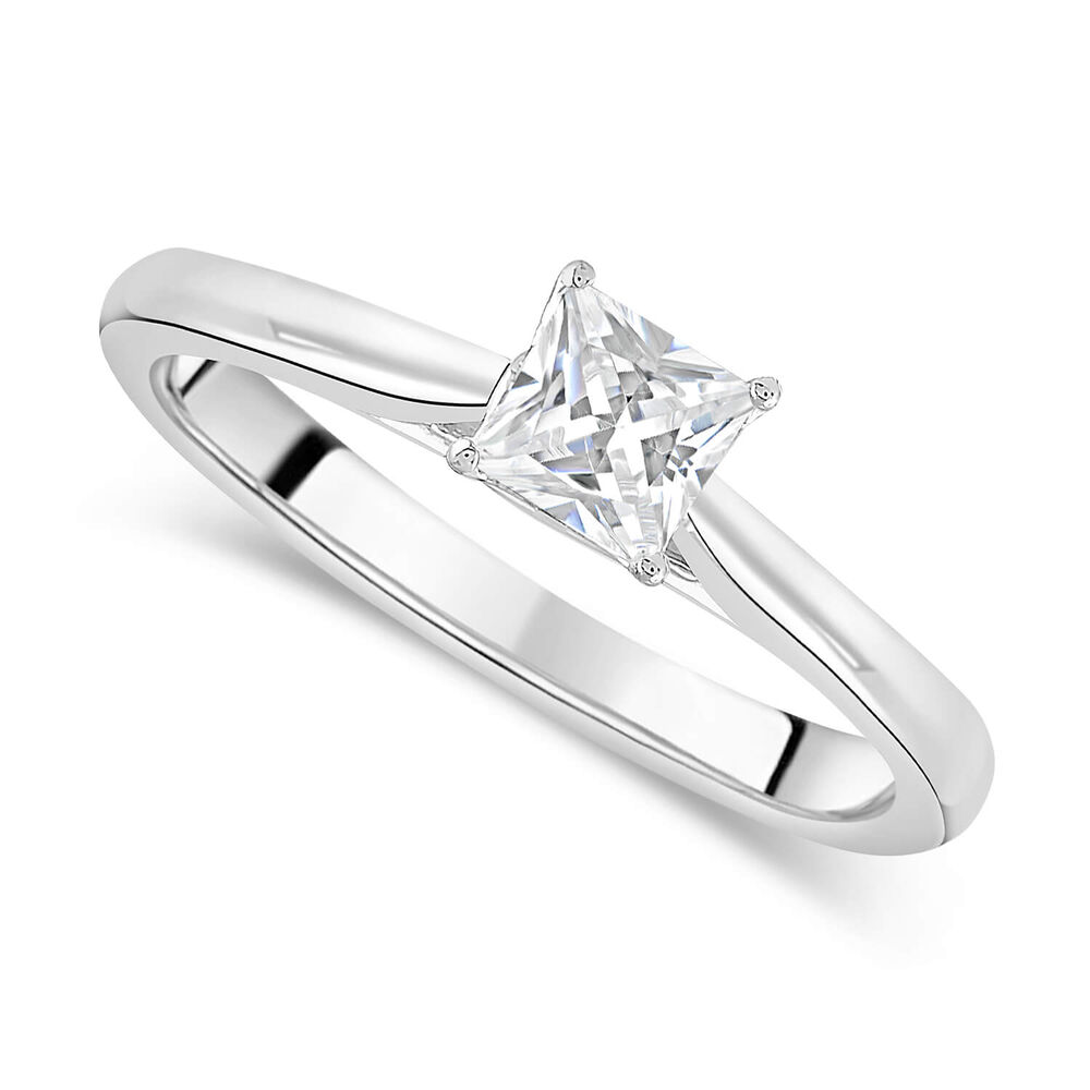 18ct White Gold 0.50ct Princess Diamond Orchid Setting Ring