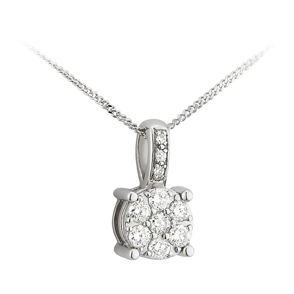 Ladies 9ct White Gold Blossom Diamond Pendant image number 0