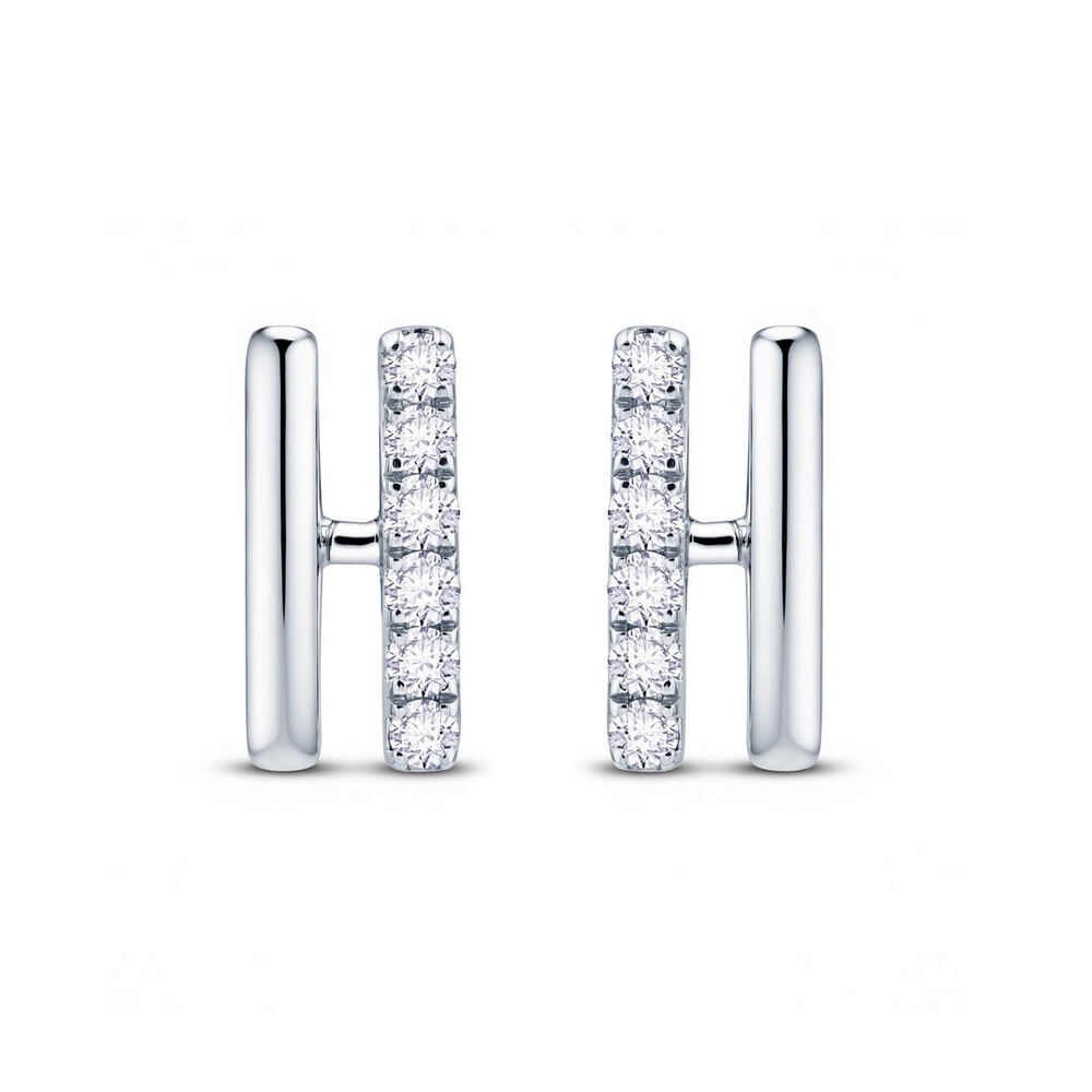 Born Axis Sterling Silver 0.30ct Lab Grown Diamond Two Bar Stud Earrings