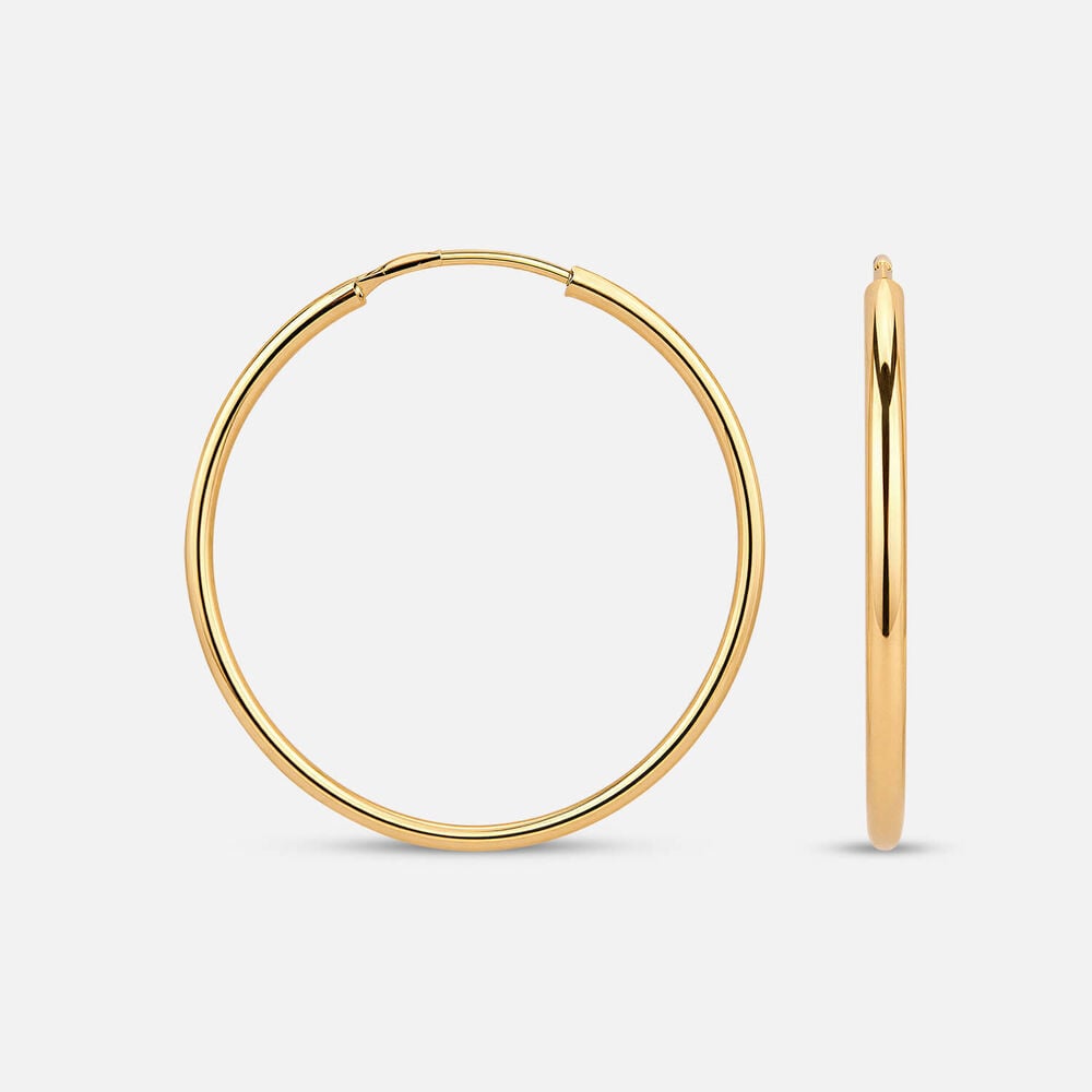 Yellow Gold Plated Sterling Silver 30mm Plain Hoop Earrings