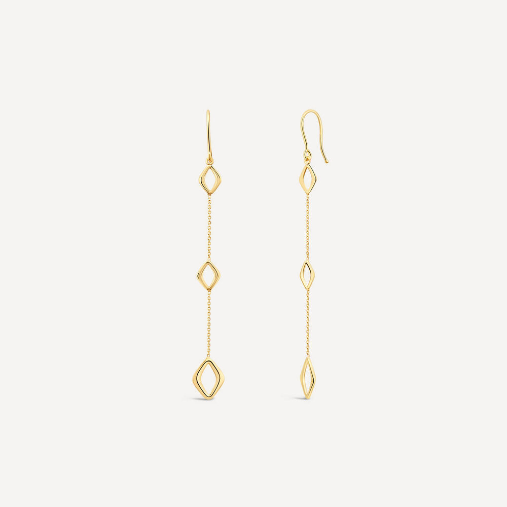 9ct Open Polished Graduated Diamond Shape Drop Earrings image number 1