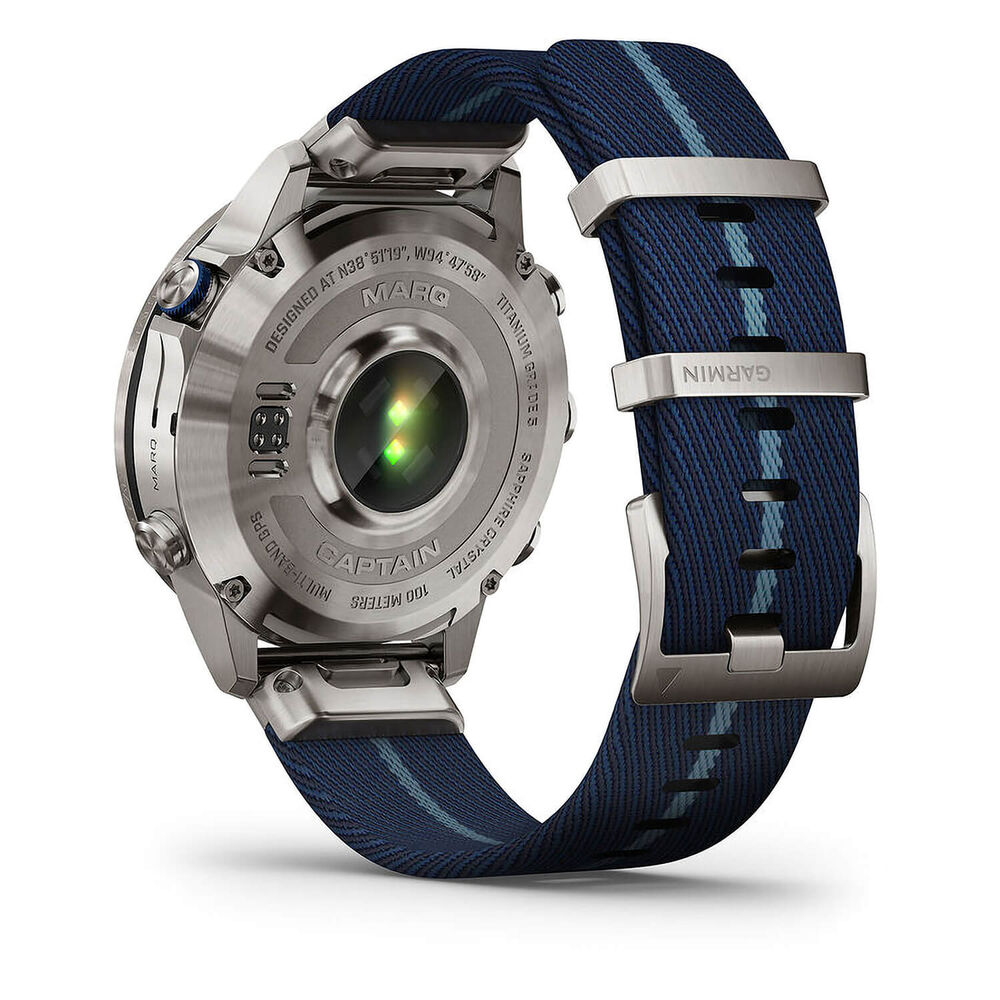 Garmin MARQ® Captain (Gen 2) 46mm Titanium Case Blue Ceramic Bezel Strap Watch image number 5