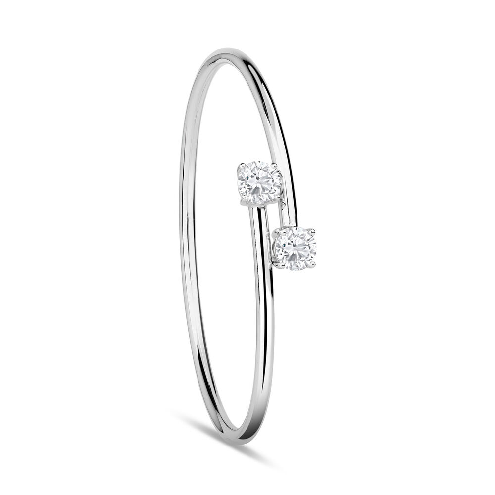 Sterling Silver Cubic Zirconia Twist Bangle image number 1