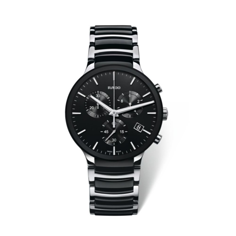 Rado XL Centrix Black Chronograph Black And Steel Bracelet Watch