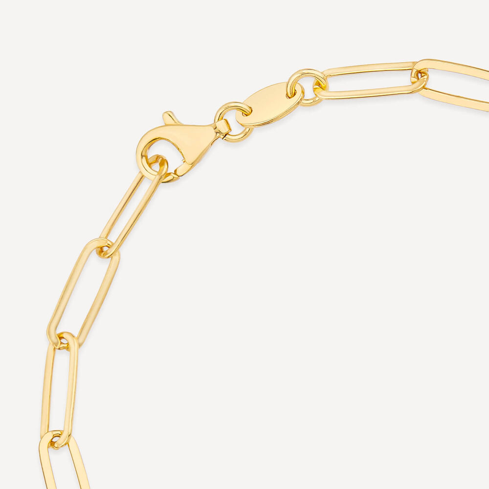 Yellow Gold Plated Sterling Silver Blue & Purple Stones Paperlink Bracelet image number 4