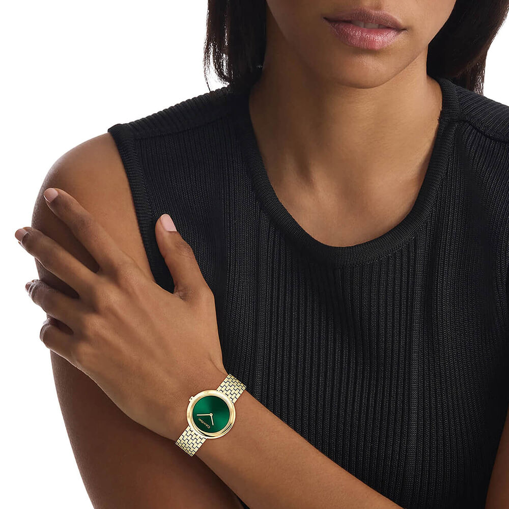 Calvin Klein 34mm Green Dial Yellow Gold IP Steel Bracelet Watch image number 3