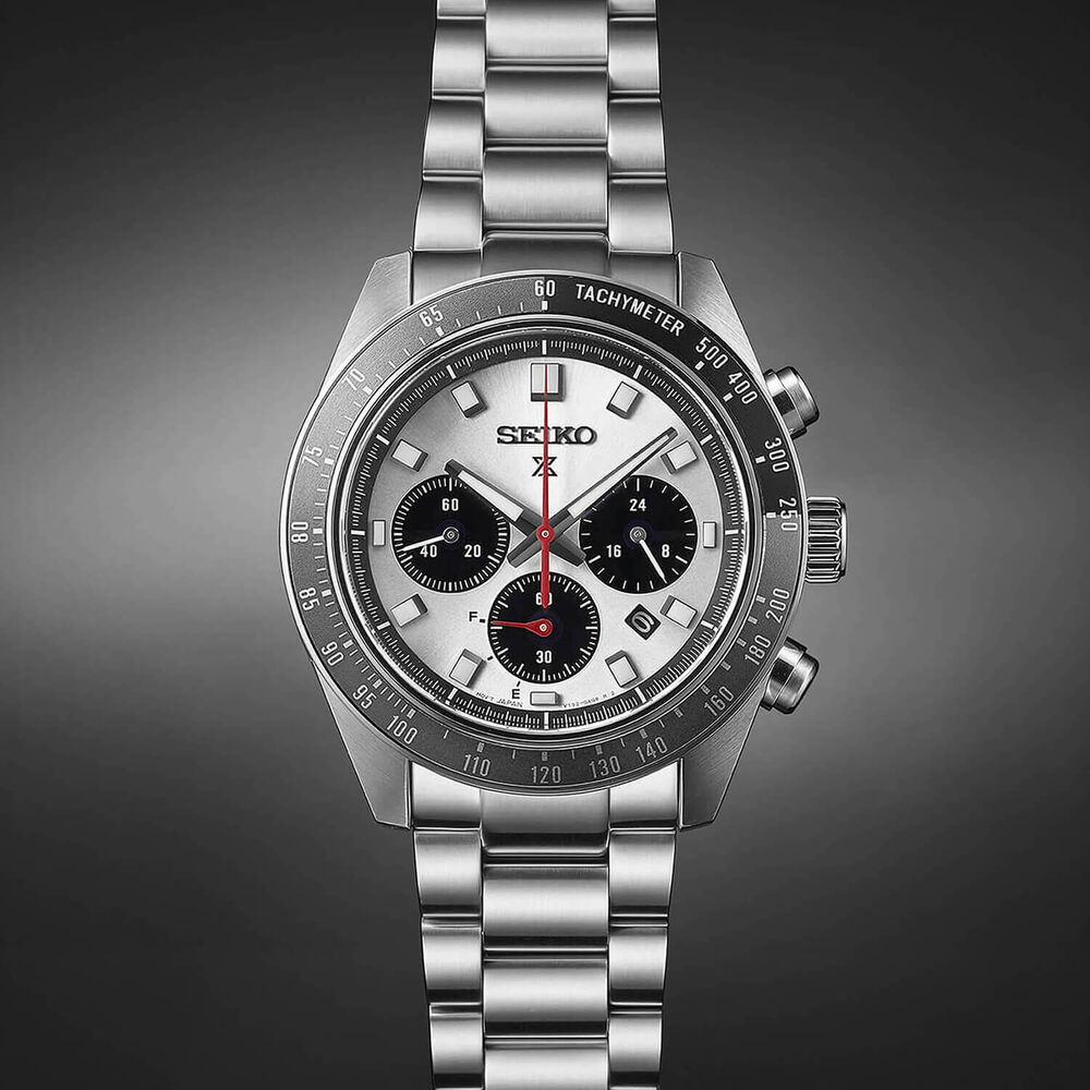Seiko Prospex Speedtimer 41.4mm Solar Chronograph Black & Grey Bezel Watch image number 3