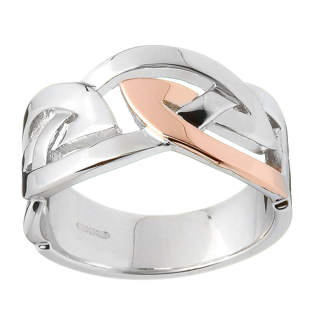House Of Lor 9ct Irish Rose Gold and Sterling Silver Celtic Design Band