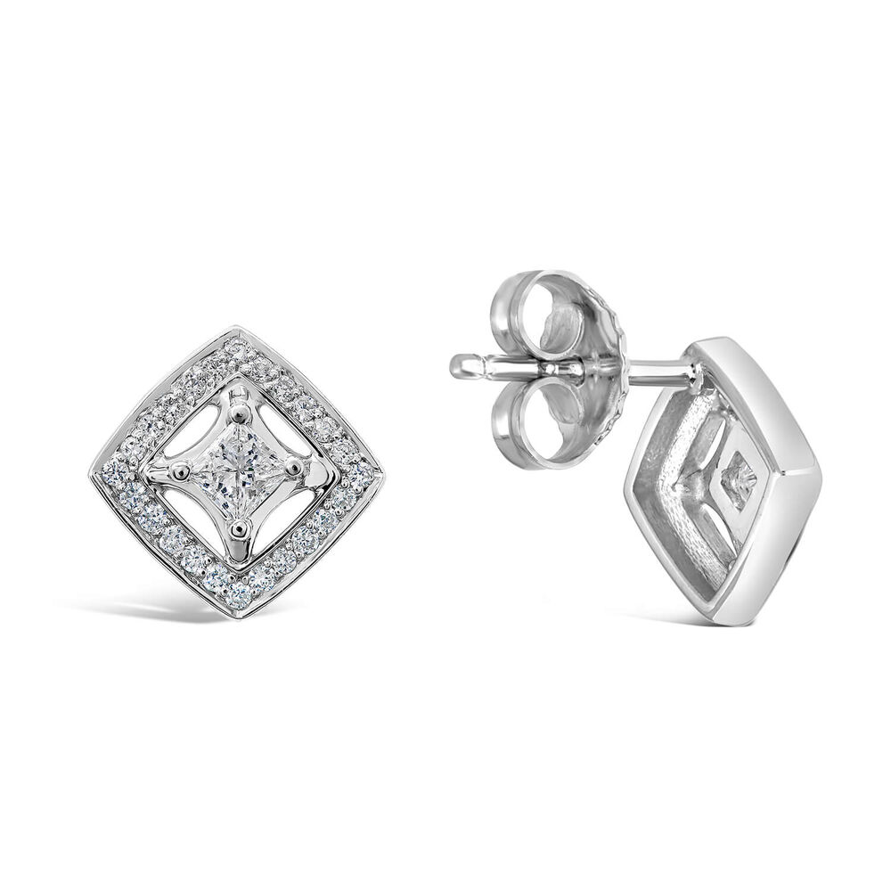 Northern Star 0.32ct Diamond Halo 18ct White Gold Open Stud Earrings image number 2
