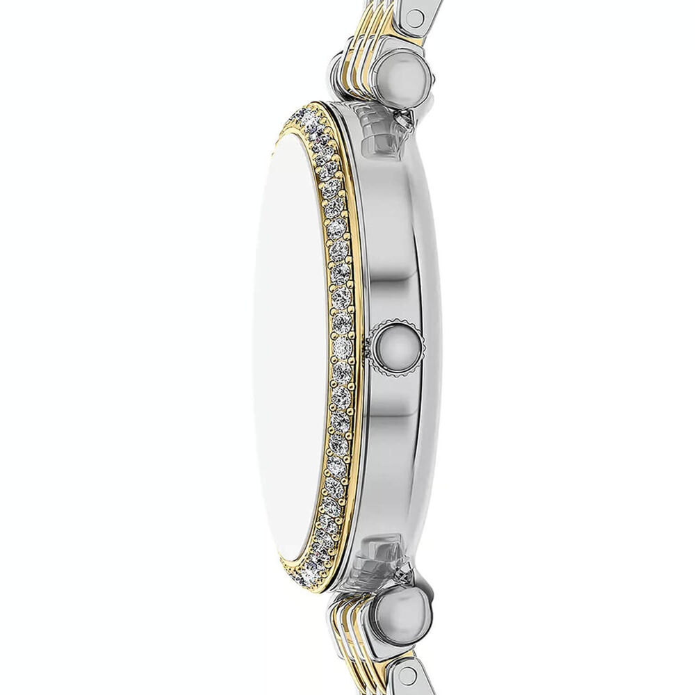 Fossil Carlie 28mm Blue Dial Two Tone Stainless Steel Bracelet Watch image number 2