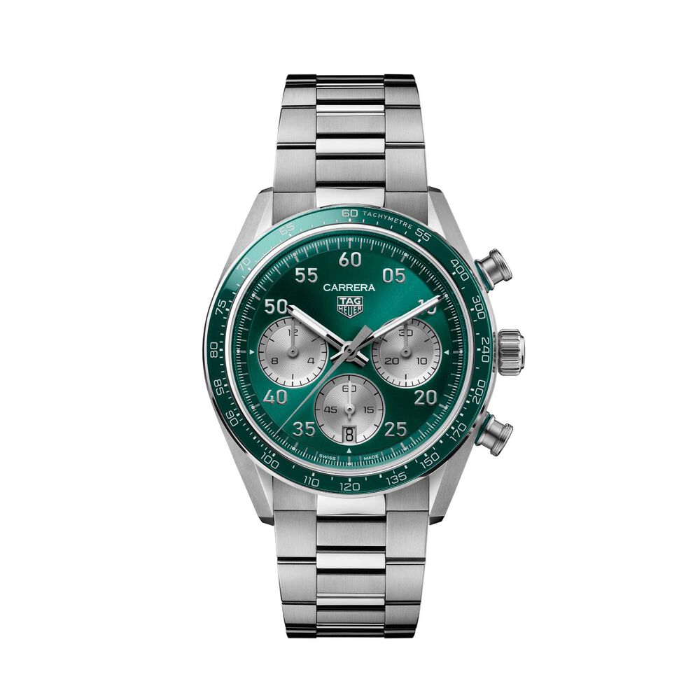 TAG Heuer Carrera Chronograph Sport 42mm Green Dial Steel Bracelet Watch