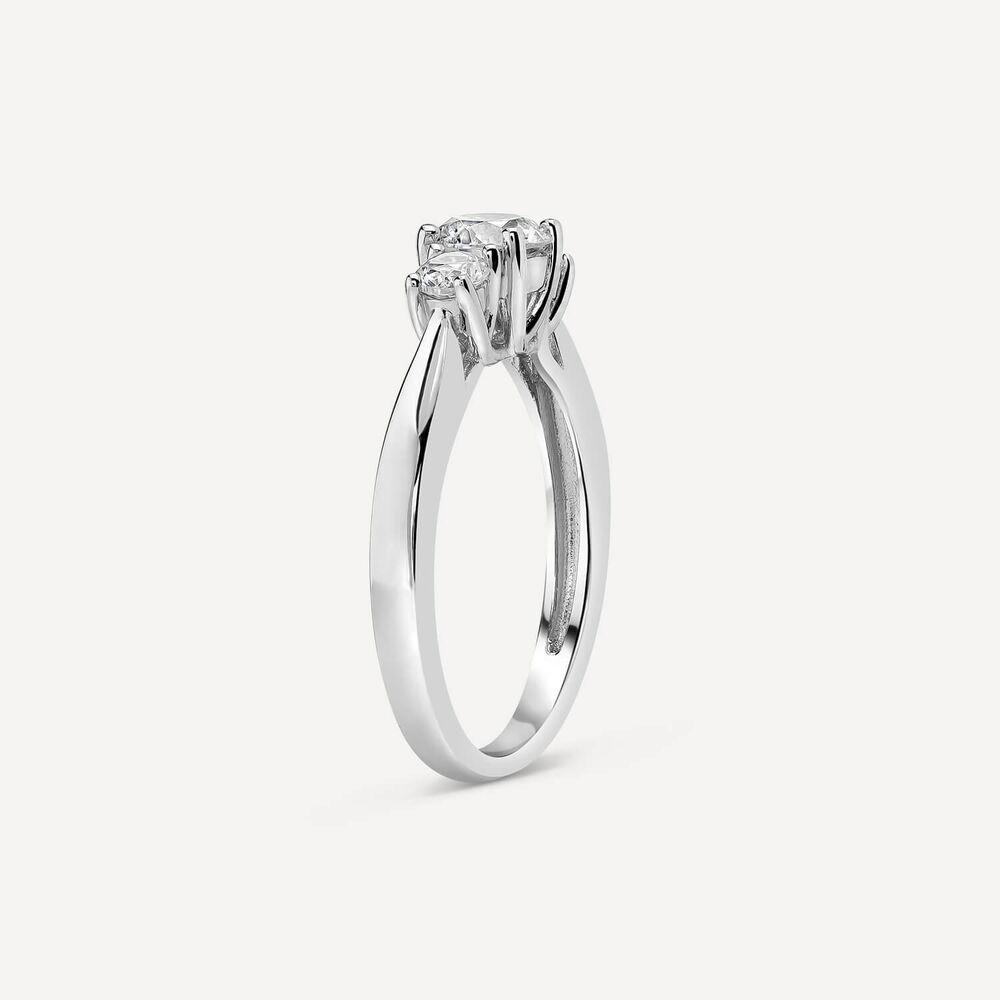 Sterling Silver Cubic Zirconoia Three Stone Promise Ring image number 3