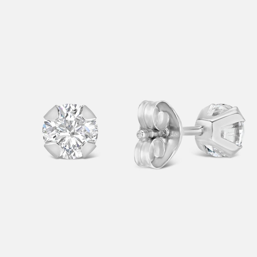9ct White Gold 4mm Four Claw Cubic Zirconia Stud Earrings