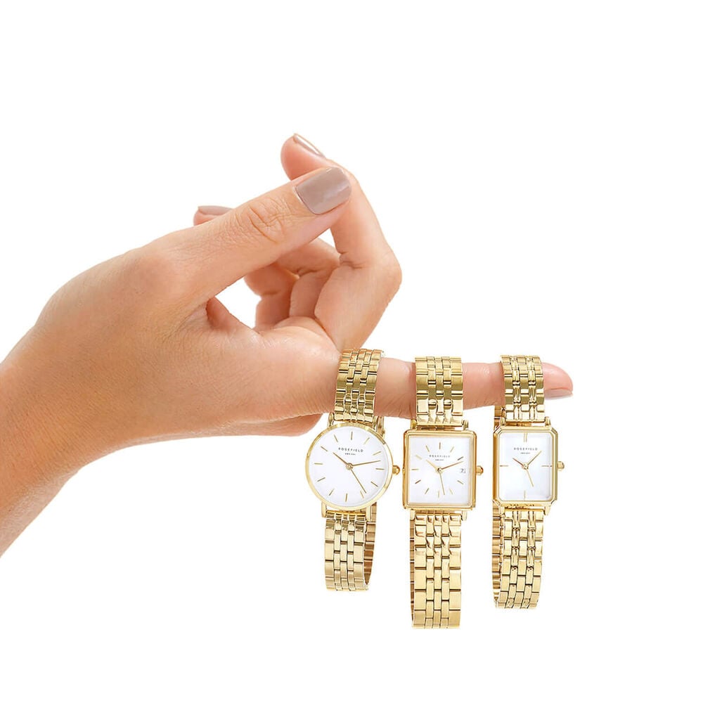 Rosefield Small Edit White Gold 26mm White Dial 23k Gold Plated Steel Bracelet Watch image number 2