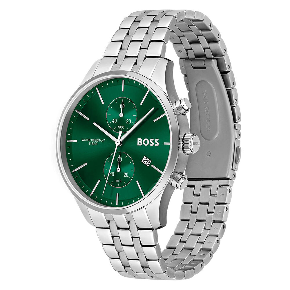 BOSS Associate 42mm Green Dial Steel Chronograph Watch image number 1