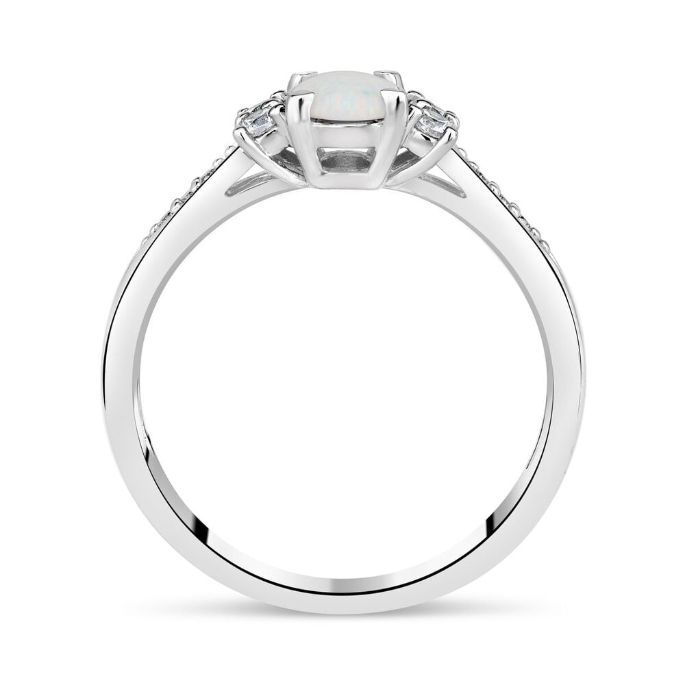 Ladies' 9ct White Gold Opal & Cubic Zirconia Dress Ring image number 5