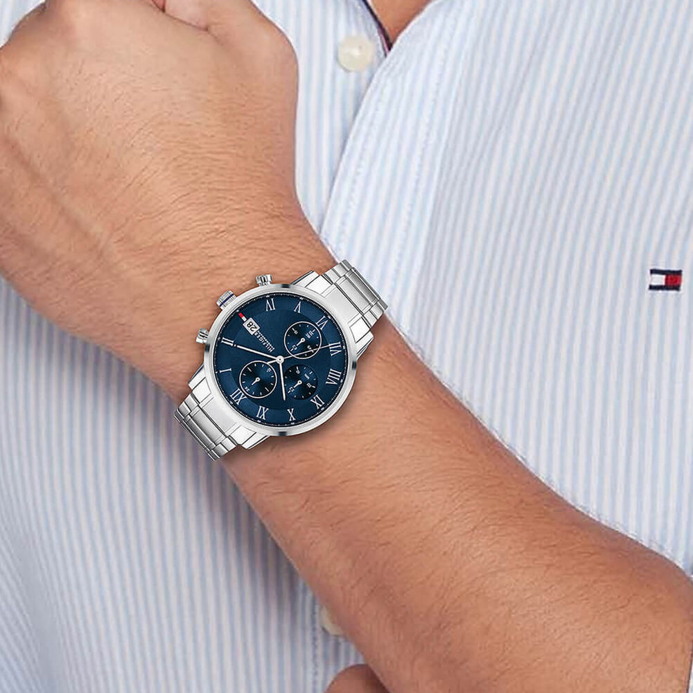 Tommy Hilfiger 42mm Navy Blue Dial Steel Bracelet Watch