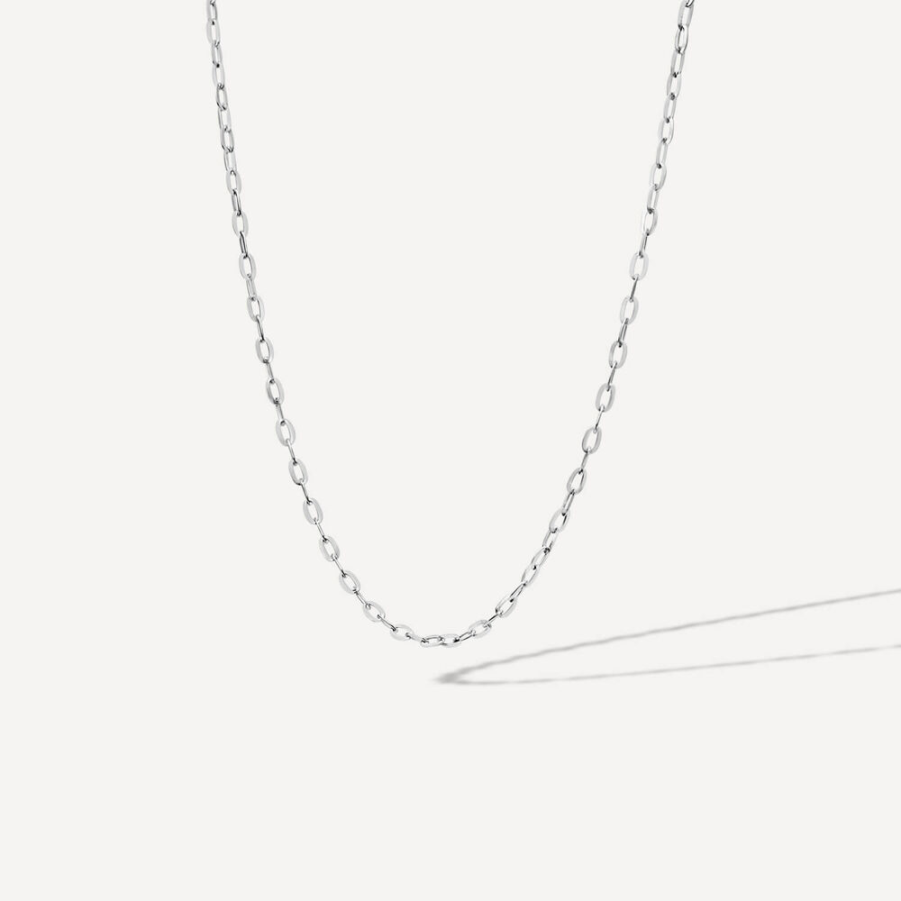 9ct White Gold 18' Rolo Chain Necklet image number 1