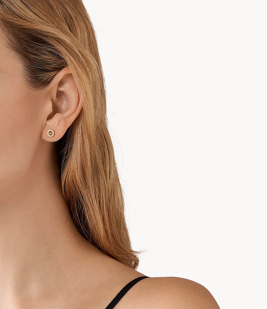 Michael Kors Fulton 14ct Yellow Gold Plated Cubic Zirconia Set Stud Earrings image number 2