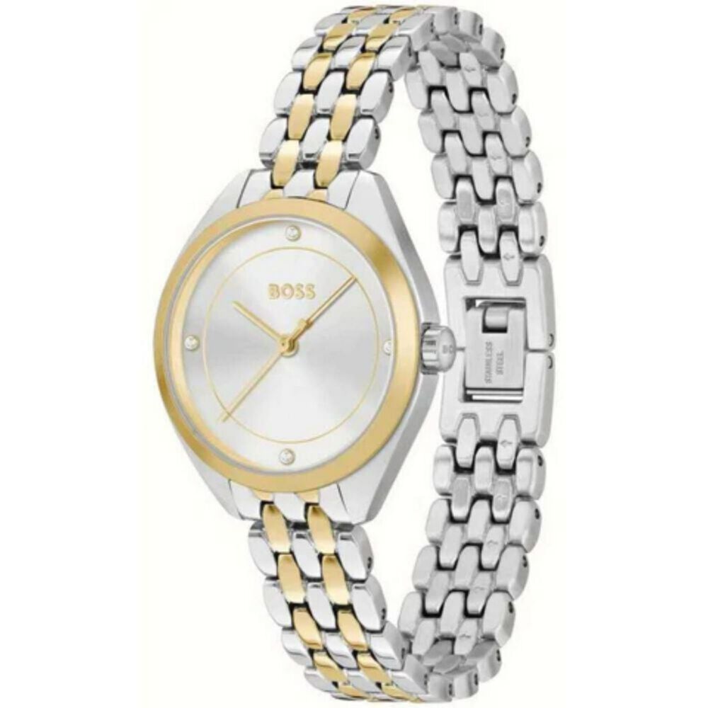 BOSS Mae 30mm 3 Hand Silver Dial Two Tone Bracelet Watch image number 1