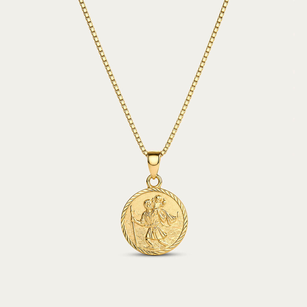 Yellow Gold Plated Sterling Silver St Christopher Medal Pendant