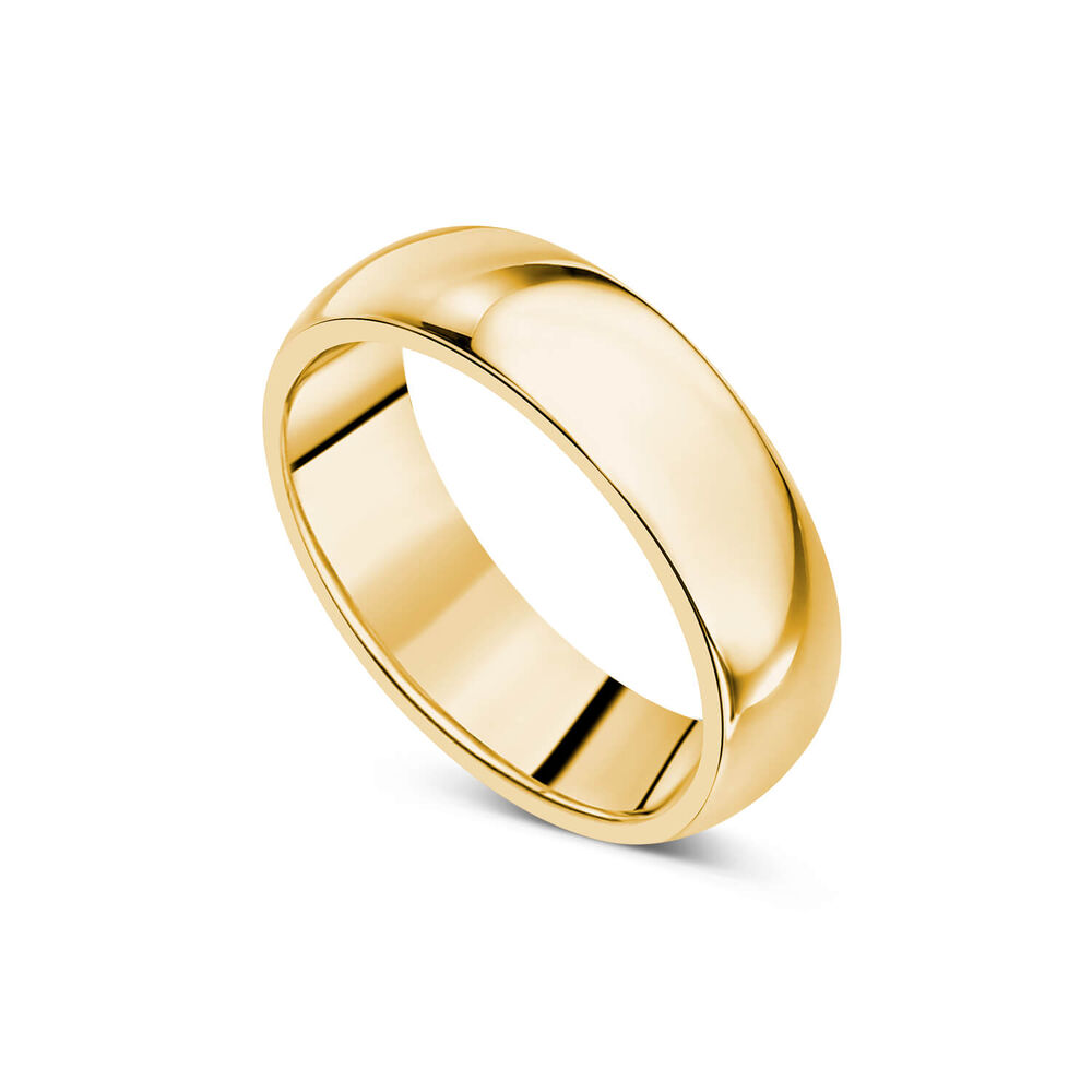 9ct Yellow Gold 6mm Plain D-Shape Wedding Ring