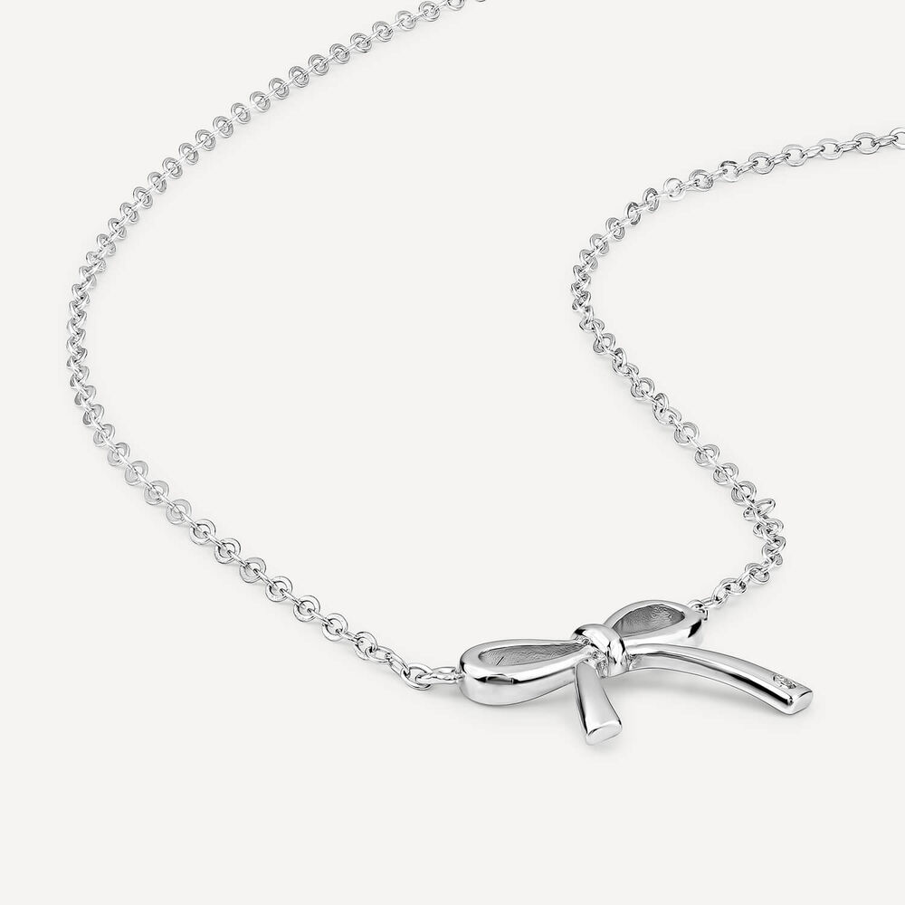 Sterling Silver Diamond Bow Necklet & Stud Earring Set image number 6