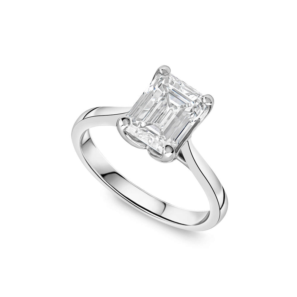 Born Platinum 2.50ct Lab Grown Emerald Cut Solitaire Diamond Ring image number 0