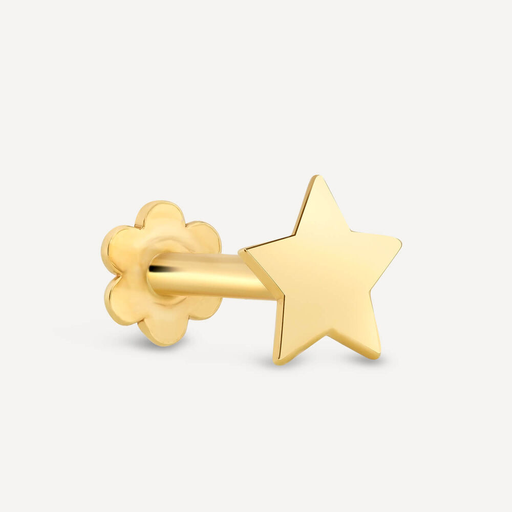 9ct Yellow Gold Plain Star Single Stud Earring image number 1