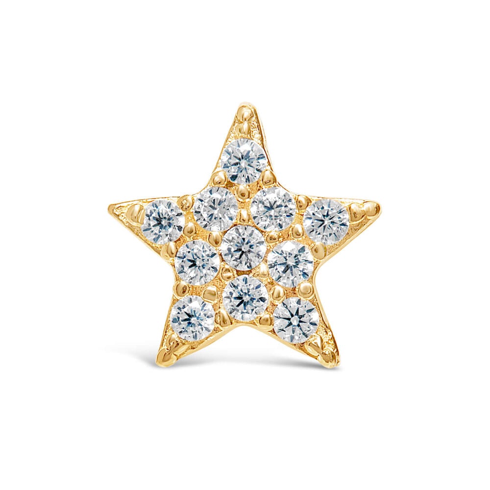 9ct Yellow Gold All Cubic Zirconia Star Single Stud Earring