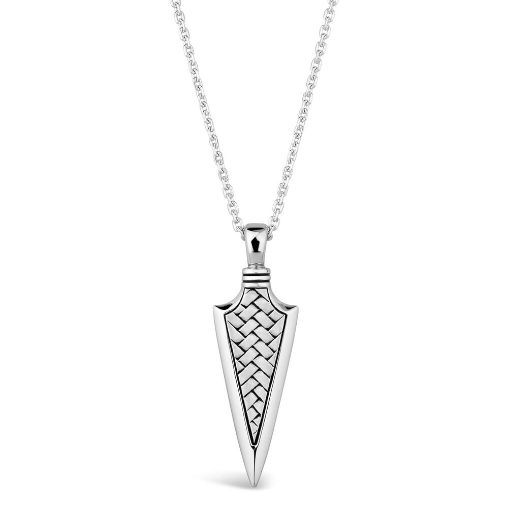Sterling Silver Rhodium Plated Braided Arrow Mens Necklace