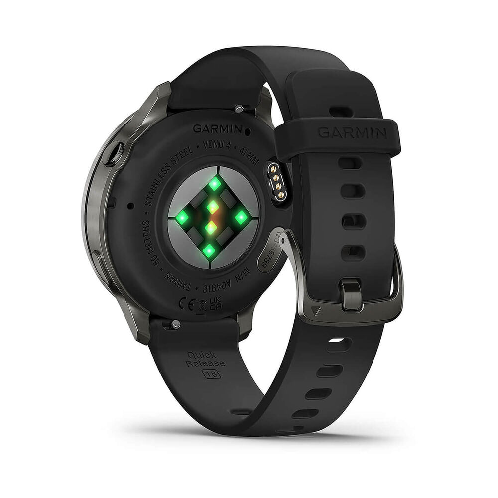 Garmin Venu 4 41mm Slate Bezel Black Silicone Strap Watch image number 5