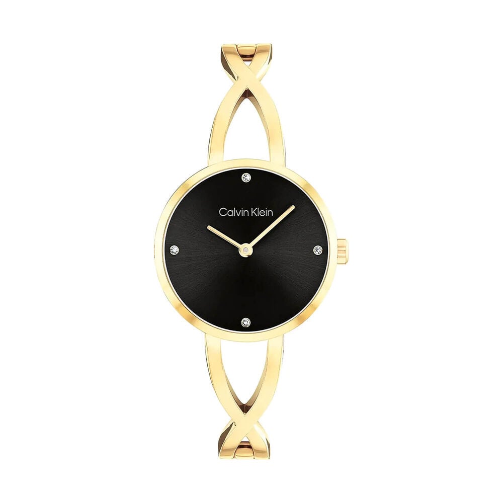 Calvin Klein Sculpted Embrace 28mm Black Dial Gold Tone Bracelet Watch image number 0