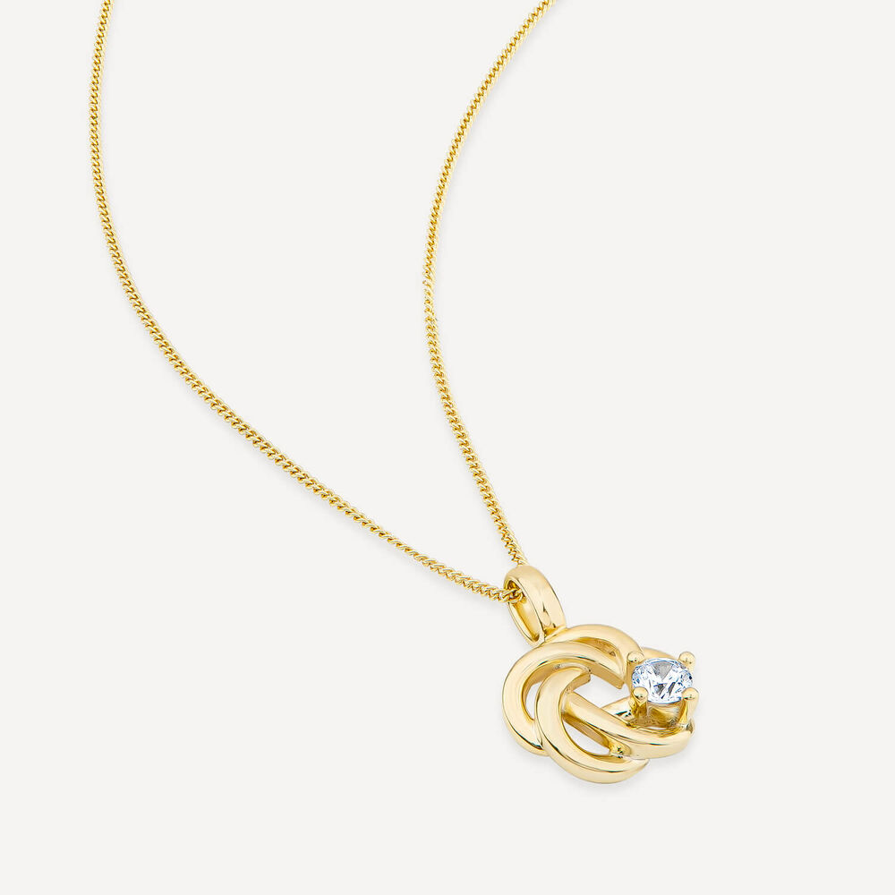 9ct Yellow Gold Cubic Zirconia Set Open Knot Pendant image number 3