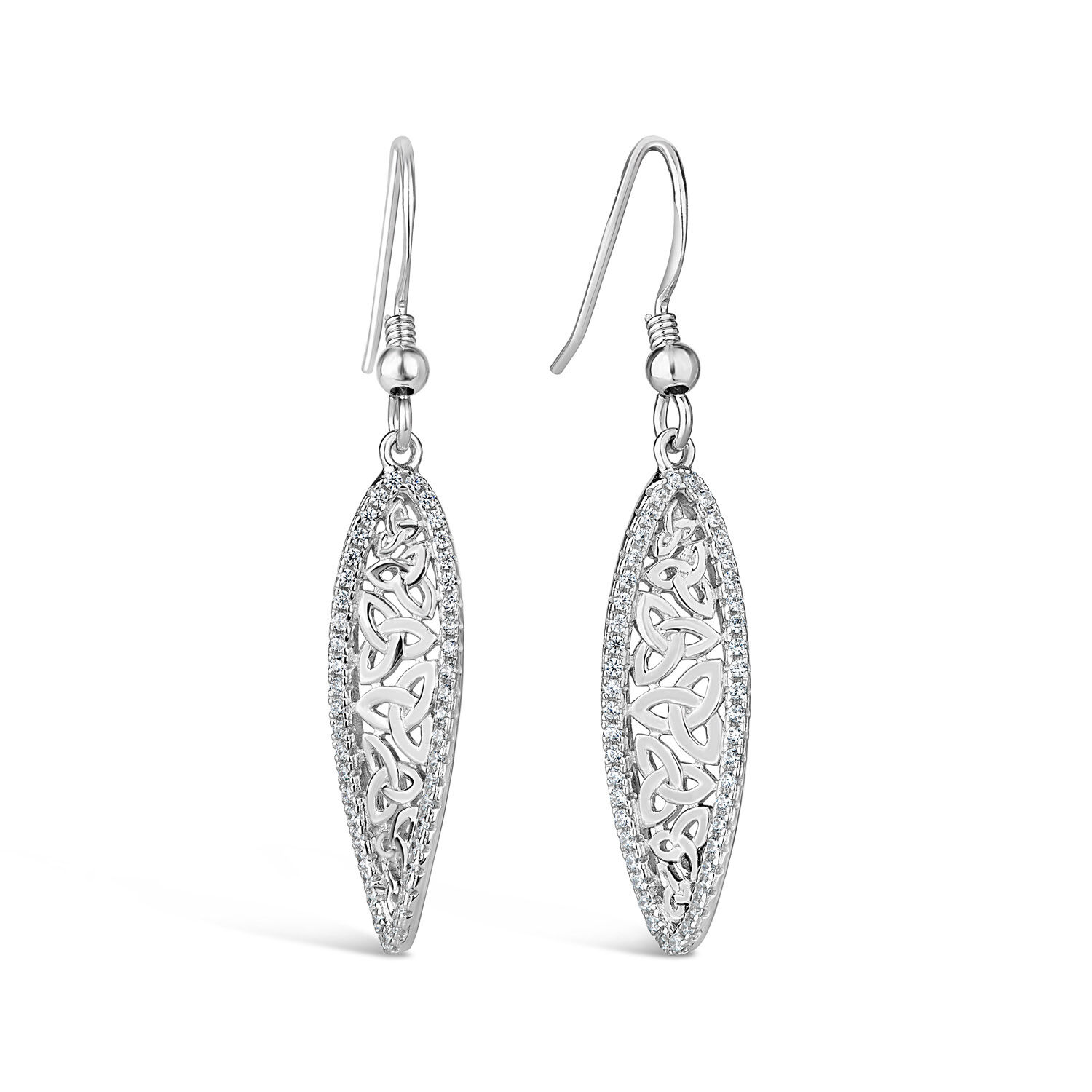 Solvar Sterling Silver Crystal Trinity Knot Earrings