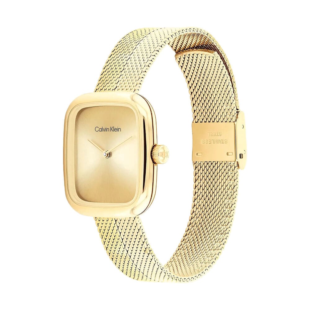 Calvin Klein Adore 30mm Gold Dial Gold Tone Steel Mesh Bracelet Watch image number 1