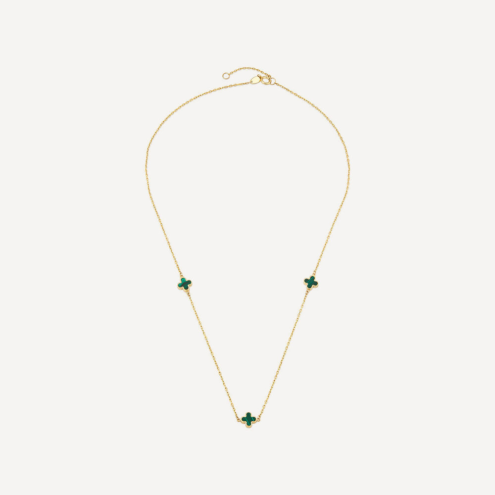 9ct Yellow Gold Malachite Petal Necklet image number 2