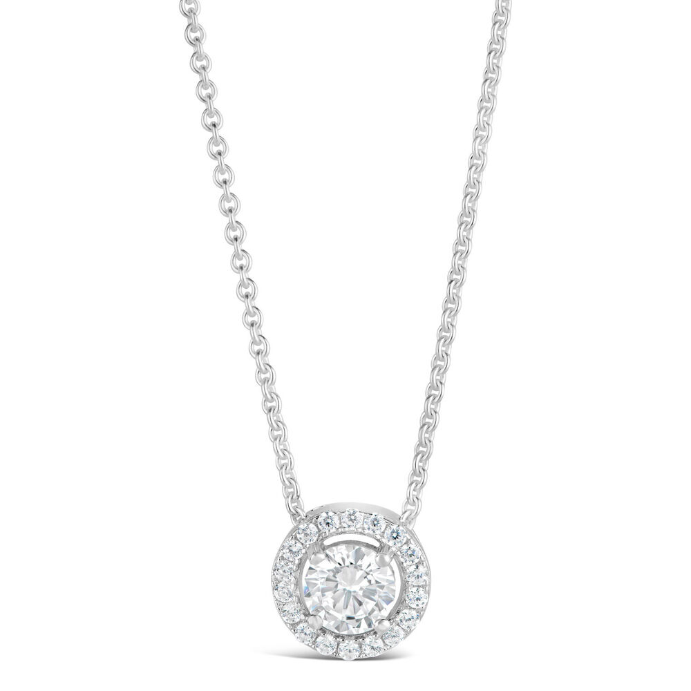 Sterling Silver Cubic Zirconia Halo Pendant (Chain Included)