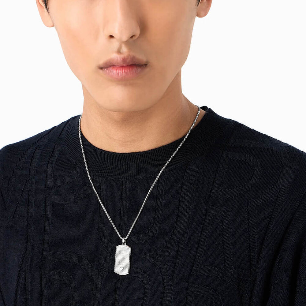 Emporio Armani Stainless Steel Tag Necklace image number 2