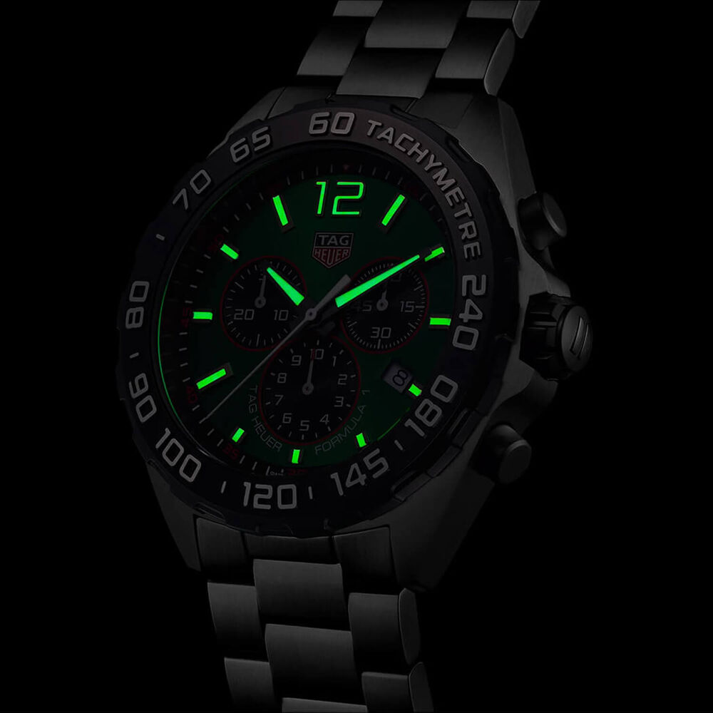 TAG Heuer Formula 1 Chronograph 43mm Green Dial Stainless Steel Bracelet Watch image number 4