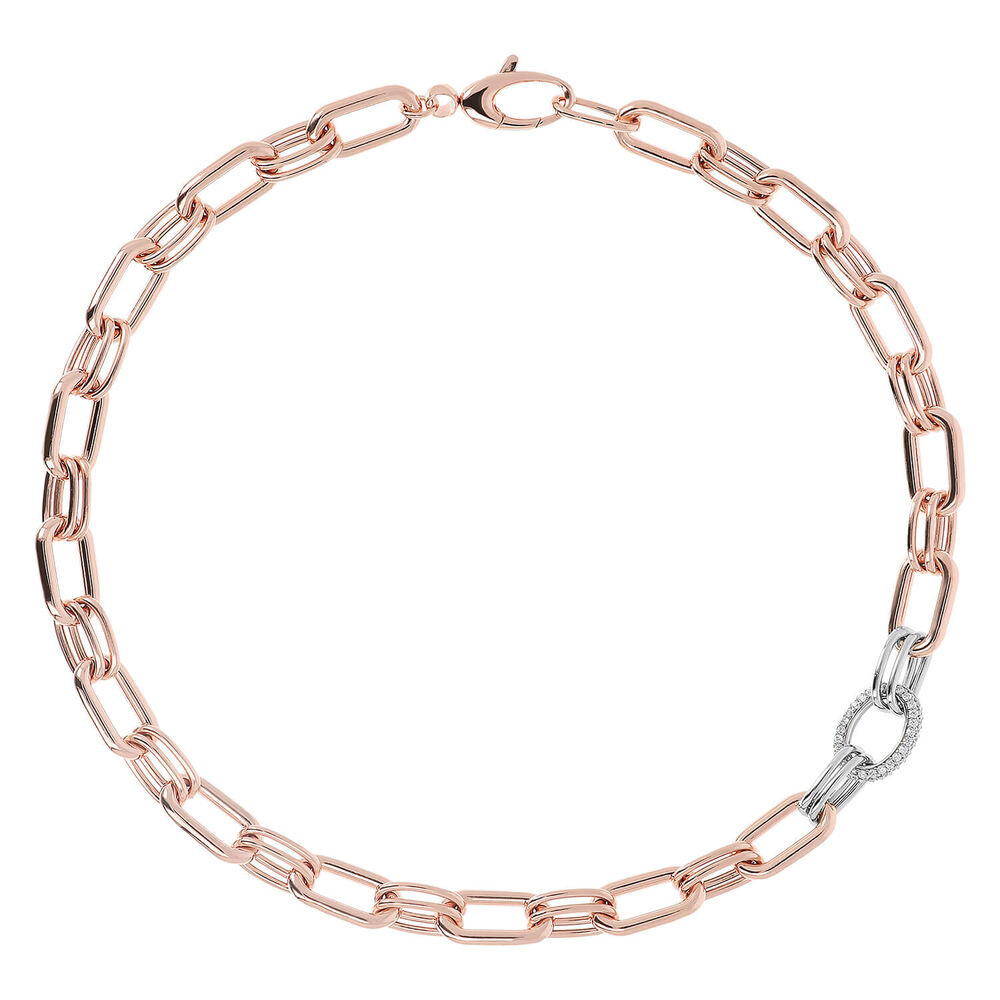 Bronzallure Polished Long Link Cubic Zirconia Necklace
